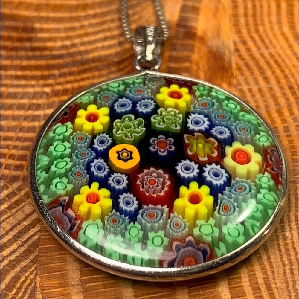 Murano glass flower silver chain/pendant bundle - Picture 3 of 7